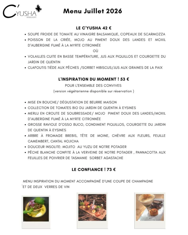C’Yusha, depuis 2009

Un lieu calme, pour prendre le temps 

R E S E R V...